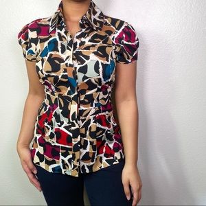 Diane von Fürstenberg•Short sleeve silk button up